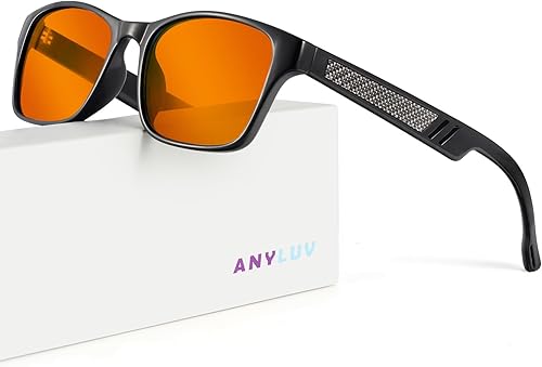 ANYLUV Gafas de luz azul para hombres y mujeres, gafas de juegos de computadora, antifatiga ocular, marco rectangular UV400 transparente
