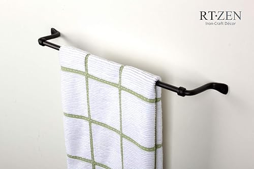 Miniatura 8 de RTZEN Farmehouse - Toallero de baño de hierro forjado, barra de toalla de metal mate negro para montaje en pared, hecho a mano, decoración del