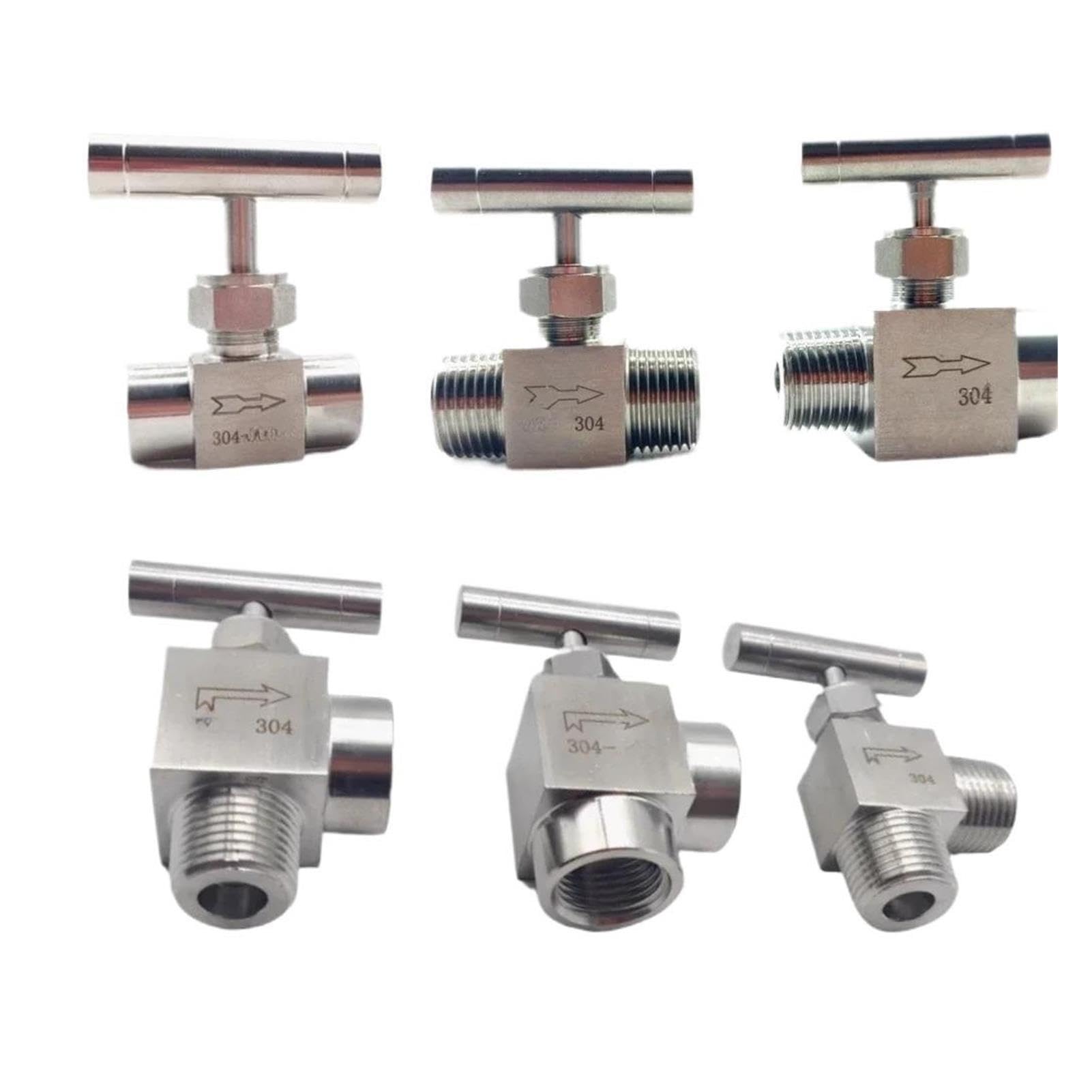 Válvula aguja codo inox control flujo agua