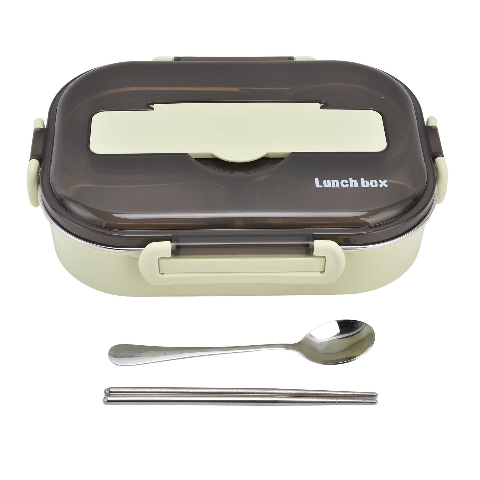 Bento Box pudełko na lunch 1.3L czterokomorowe pudełko bento z miską na zupę pałeczki łyżka przenośne dzieci 304 ze stali nierdzewnej(Green)
