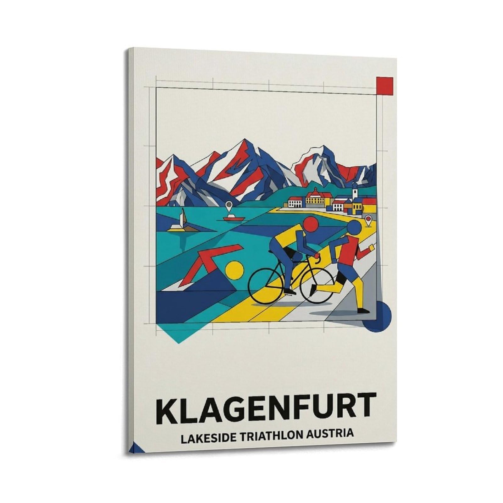 OKNGB Vintage Minimalist Klagenfurt Austria Triathlon Sport Travel Poster Decorative Painting Canvas Art Picture 20x30inch(50x75cm)