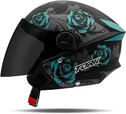 CAPACETE ABERTO NEW LIBERTY 3 FLOWERS AZUL FOSCO VIS. FUMÊ TAM.60