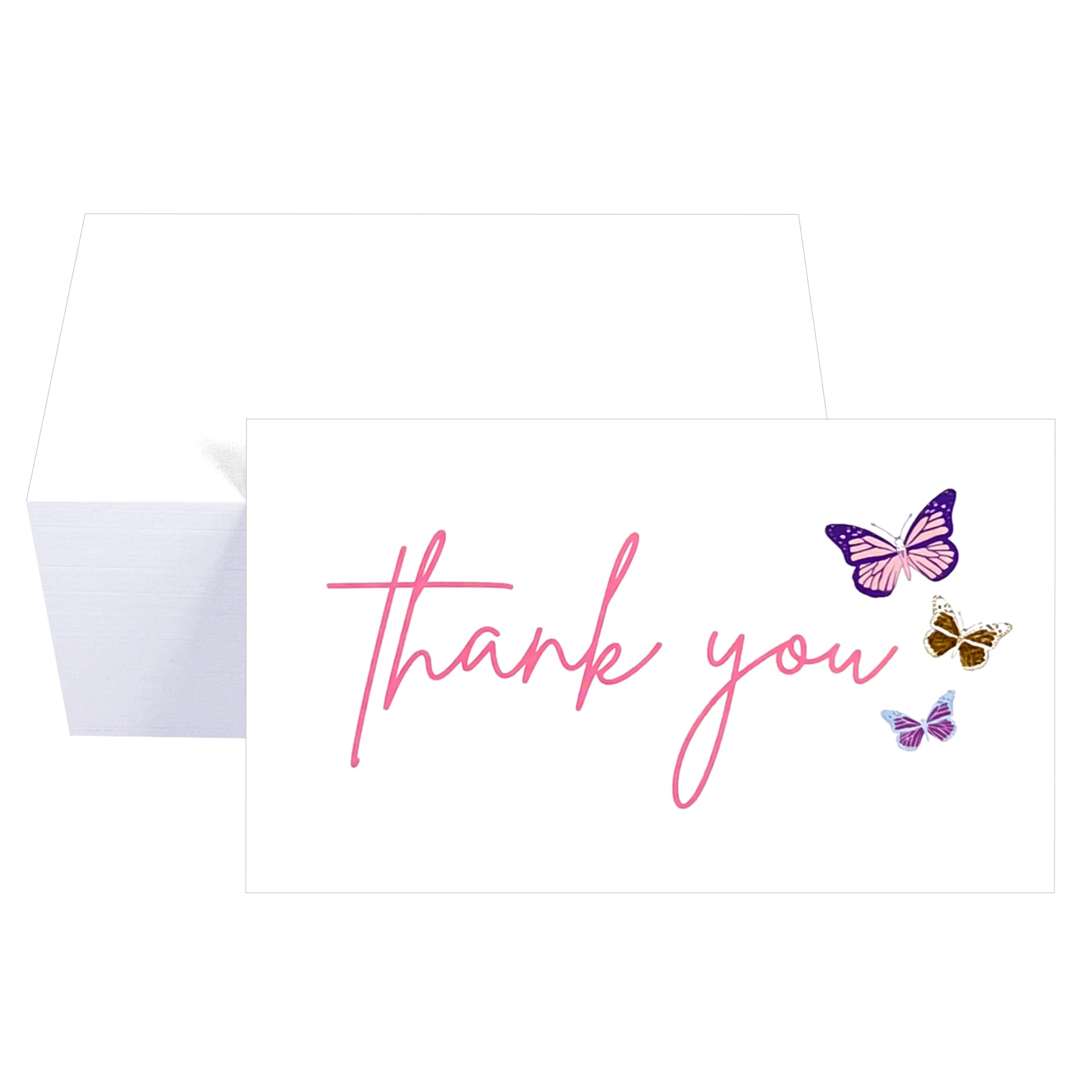 RXBC2011 Butterfly Thank You Cards Thanks Card Appreciation Notes for Wedding Party Business 2x3.5 inches Pack of 100
