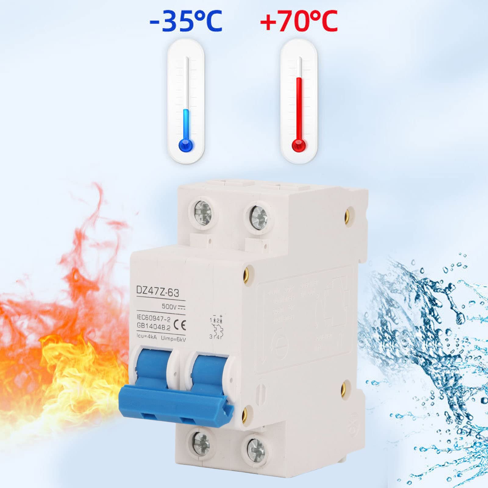 Disjoncteur 1000V Disjoncteur Photovoltaïque 2P 1000V 16A - Protection Panneaux Solaires - Installation Rail DIN Borne De Recharge 7kw