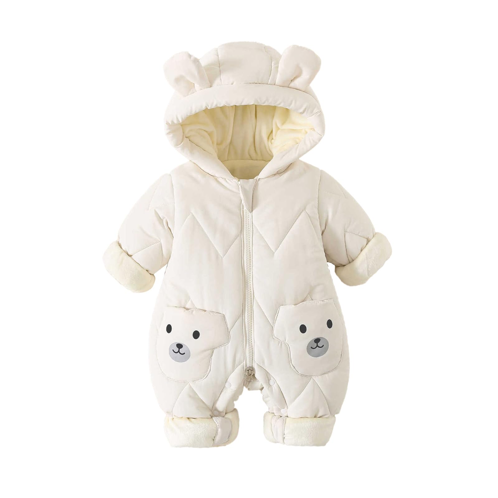 JiAmy Baby sneeuwpak, baby jongens meisjes winter overall rompers pasgeborenen sneeuwoverall 0-12 maanden, wit, 9-12 Maanden