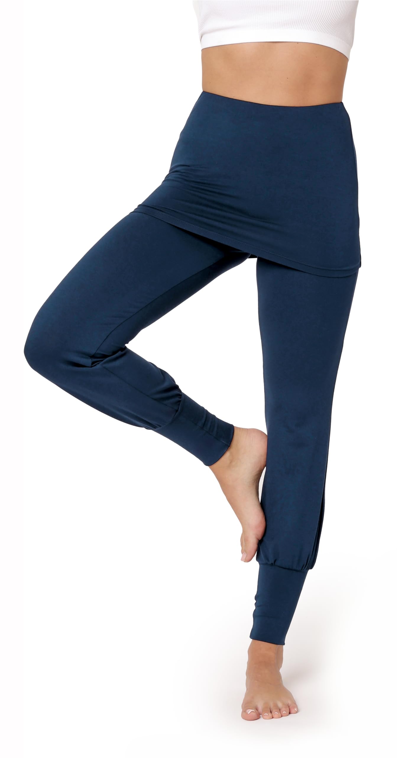 Bellivalini Damen Yogahose mit Rock Lang Trainingshose Bequeme Hose aus Viskose BLV50-275