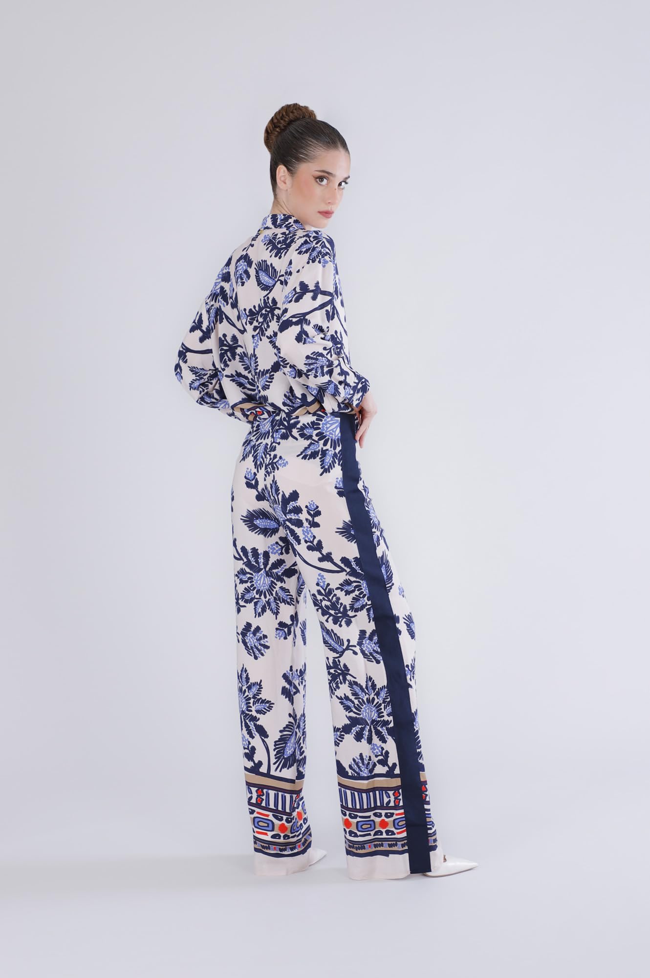 CAFèNOIR - Pantalón Palazzo estampado para mujer, color