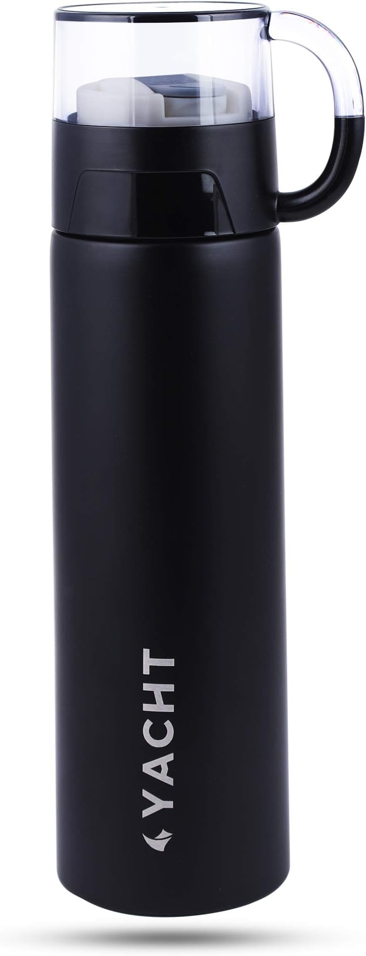 Yacht Vacuum Insulated Hot & Cold Thermosteel Bottle, Stainless Steel Reusable Flask, Double-Wall Thermos Water Bottles, Spill Proof with Leakproof Drinking Cup, Bliss, 500ml, Black.