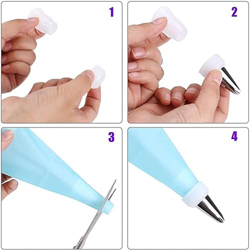 Miniatura 4 de Juego de 75 bolsas y puntas de Nifogo para hornear, bolsas de pastelería y puntas de tuberías rusas, suministros para hornear para decoración de