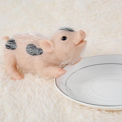 Miniatura 6 de Juguete de cerdo de silicona para regalar en Navidad, mini muñeca de cerdo de silicona suave y realista de 6 pulgadas, linda mascota en miniatura