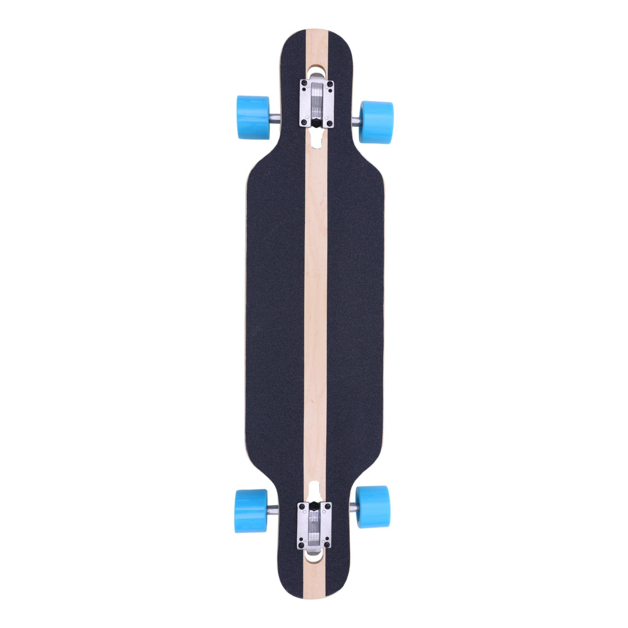 Longboard 92 cm para Freestyle y Freeride Nature - theLongboarder| Ejes de Aluminio Drop-Through 180 mm | Ruedas Poliuretano 70x51 mm | Rodamientos ABEC-7 | Ideal para Adolescentes y Adultos