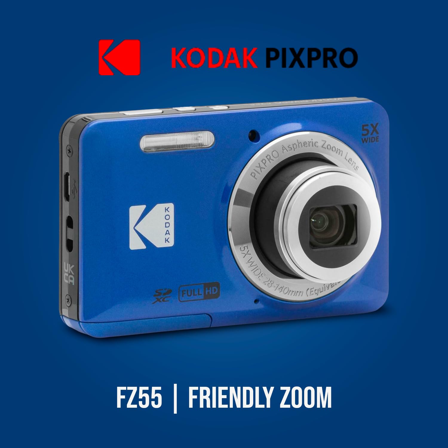 Amazon.com : Kodak PIXPRO Friendly Zoom FZ55 Digital Camera (Blue