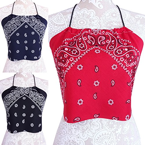 Downright Bandanas Bandana Halter Crop Top Shirt - Womens Clothing (Green) - Image 6