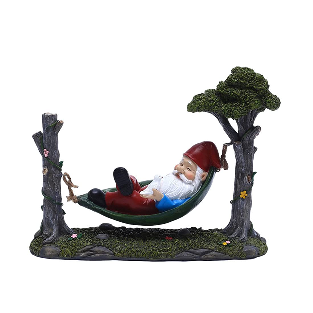 Figuras Jardin Exterior Estatua, Estatua Divertida Jardín De Resina Gnomo, Hamaca De Hoja De Balanceo GNOME Figurine para El Césped del Hogar Decoraciones del Patio