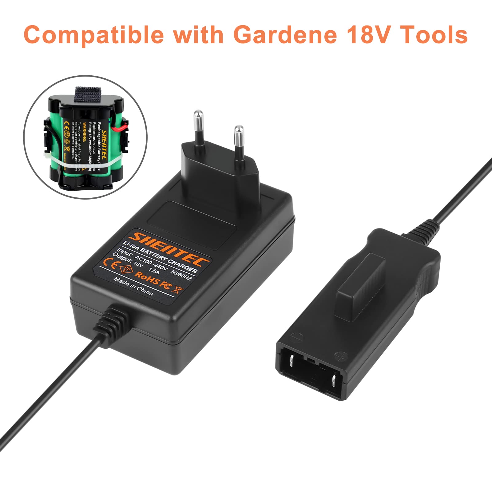 Shentec 18V 3000mAh Compatible con Gardena R80Li R75Li R70Li R50Li R45Li R40Li R38Li 105 305 308 308x Husqvarna Cortacésped Automático 105