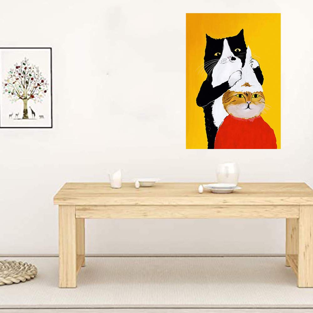 Amazon.co.jp: 面白い漫画の動物猫理容室 ポスター 油絵 アートパネル