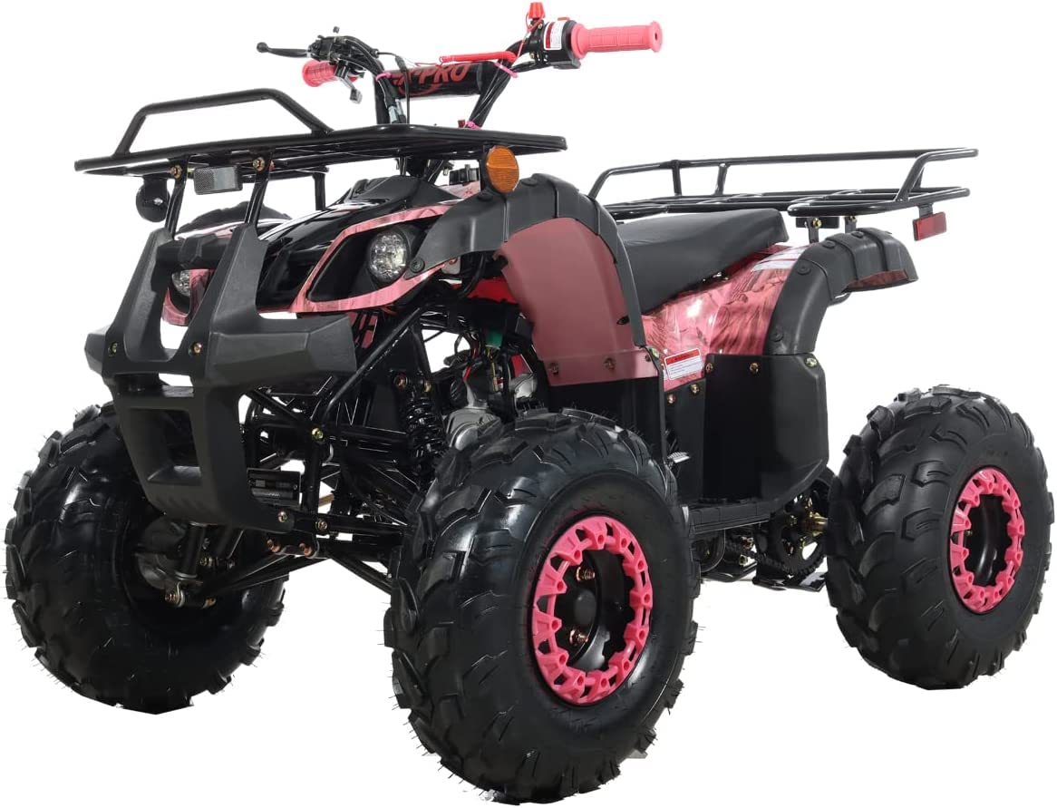 HHH 125cc ATV with Reverse Gas ATV for Youth Big Kids Children ATV Quad 4 Wheeler with Led Lights and Big Tires and Matching Rims (Color : Pink Camo)