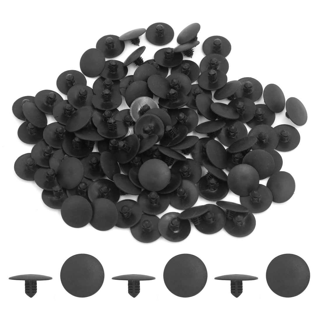 50Pcs Guardafangos Paragolpes Sujetador Clip Plástico Negro 11mm 6mm