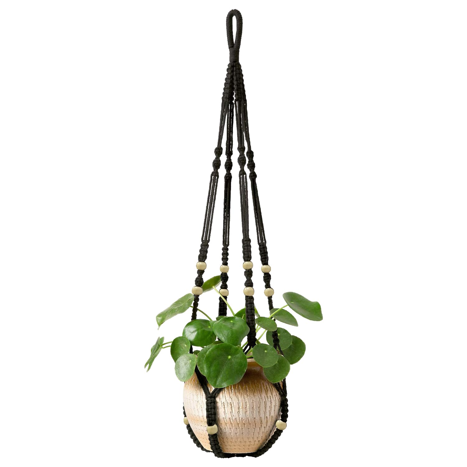 LOVE N BEYOND Aster Macrame Plant Hangers, Unique Designs,Handmade Cotton Rope Hanging Planters Flower Pots Holder Stand, for Indoor Outdoor Boho Home Décor Without Tassel (Black Set of 1) (B0B65FGR91) Amazon Price History, Amazon Price Tracker