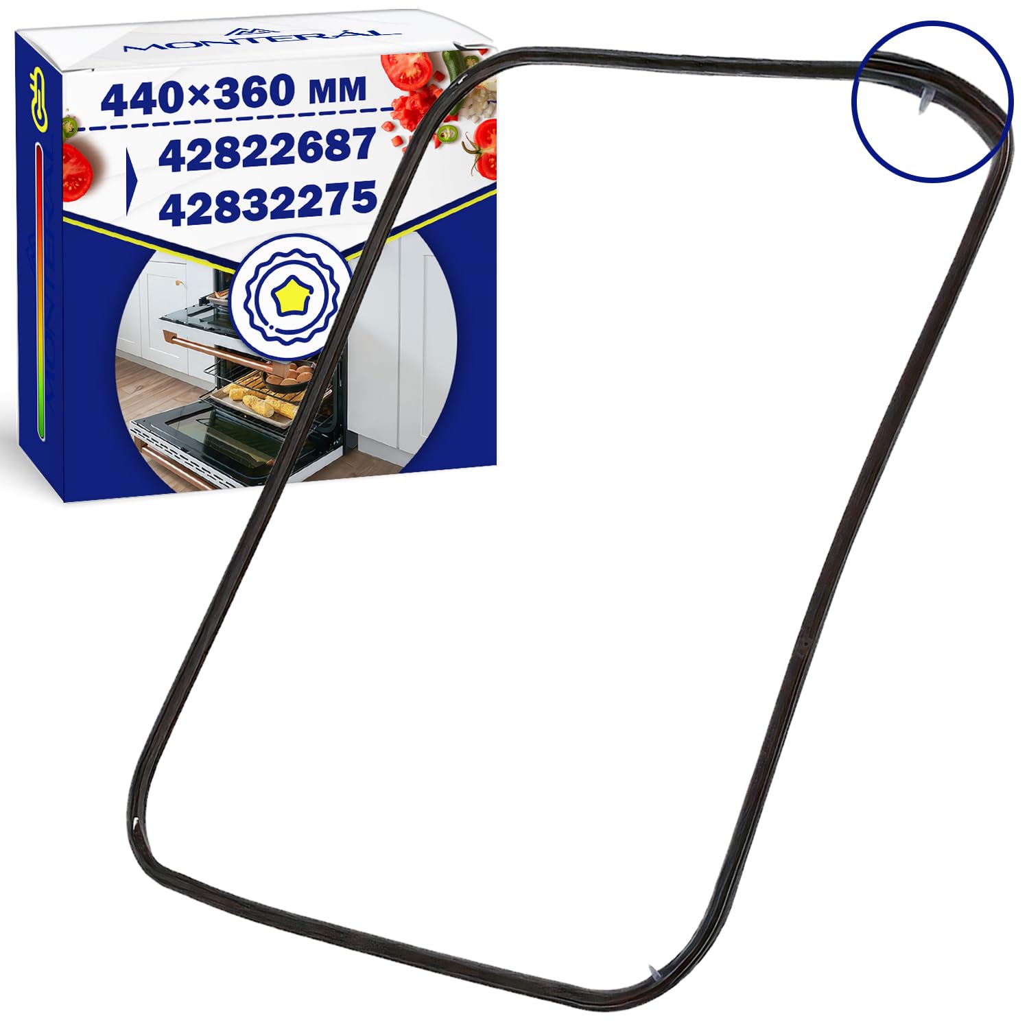 Oven Door Seal 440x360 mm with Original Code 42822687 42832275 for Candy for Hoover, Rubber Gasket with 4 Hooks