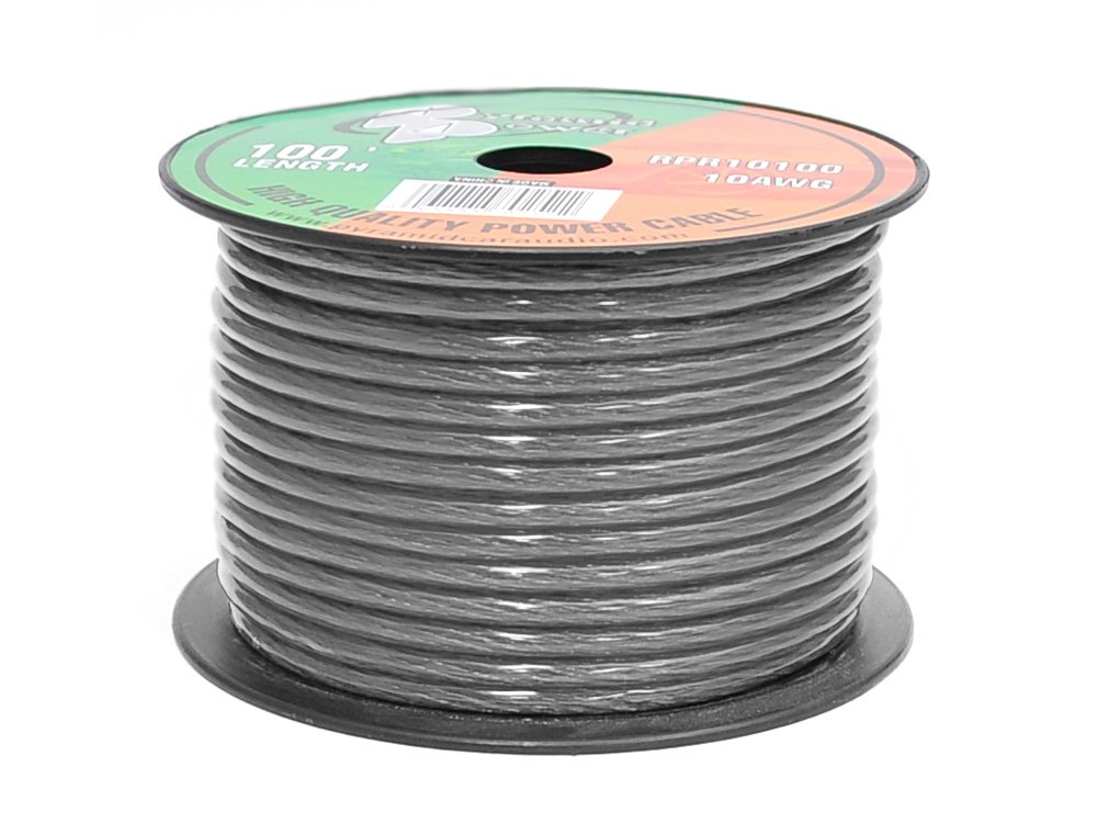 Pyle Pyramid RPB10100 Ground Wire 10-Gauge, 100 Feet, Flexible, OFC Cable Wire, Translucent (Black)