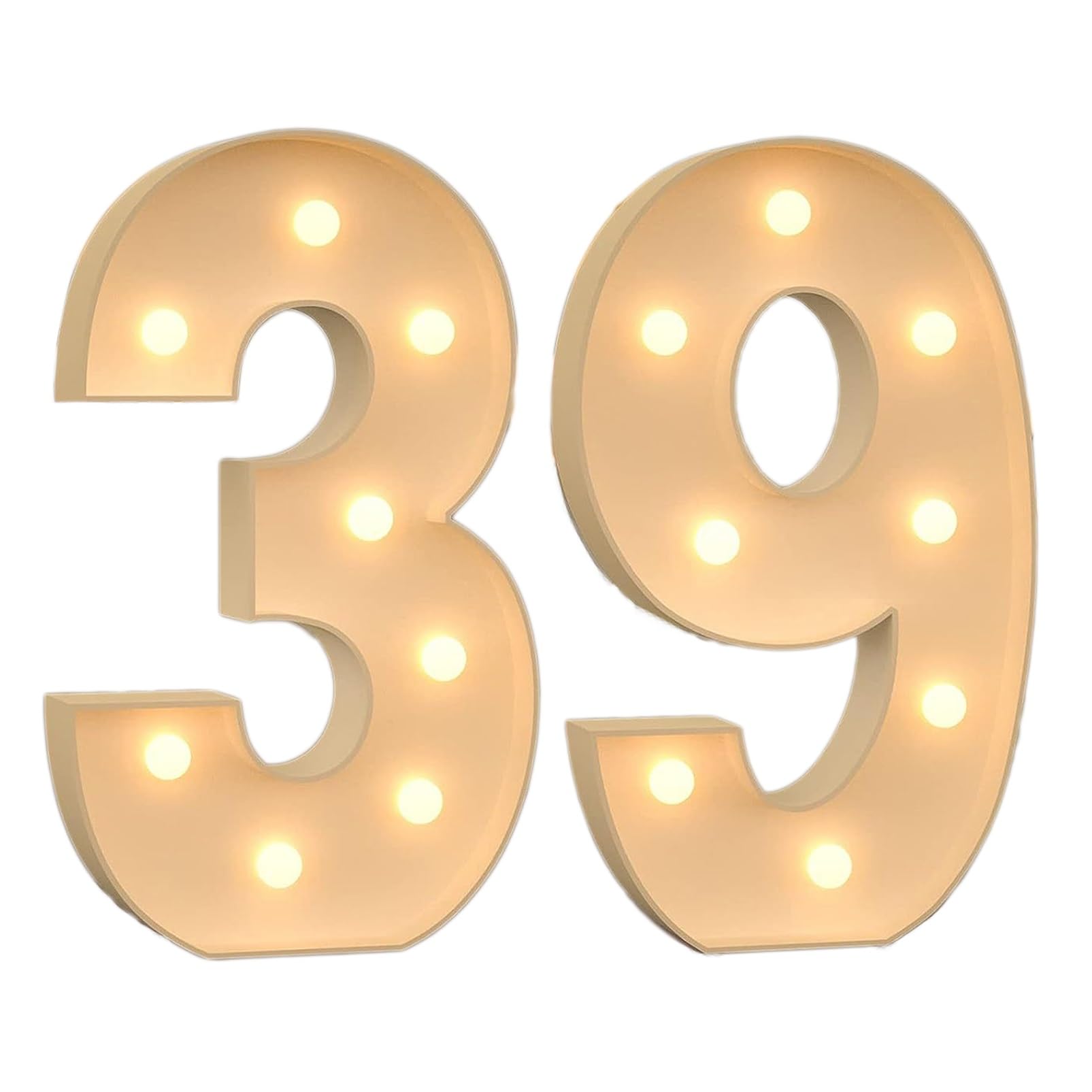 Marquee Light Up Numbers, 3ft/4ft Giant Mosaic LED Numbers Light Sign, Pre-Cut Mosaic Numbers Kit for Wedding Anniversary Bar Home Birthday Party Decoration ( Color : Number 39 , Size : 120CM/4FT )