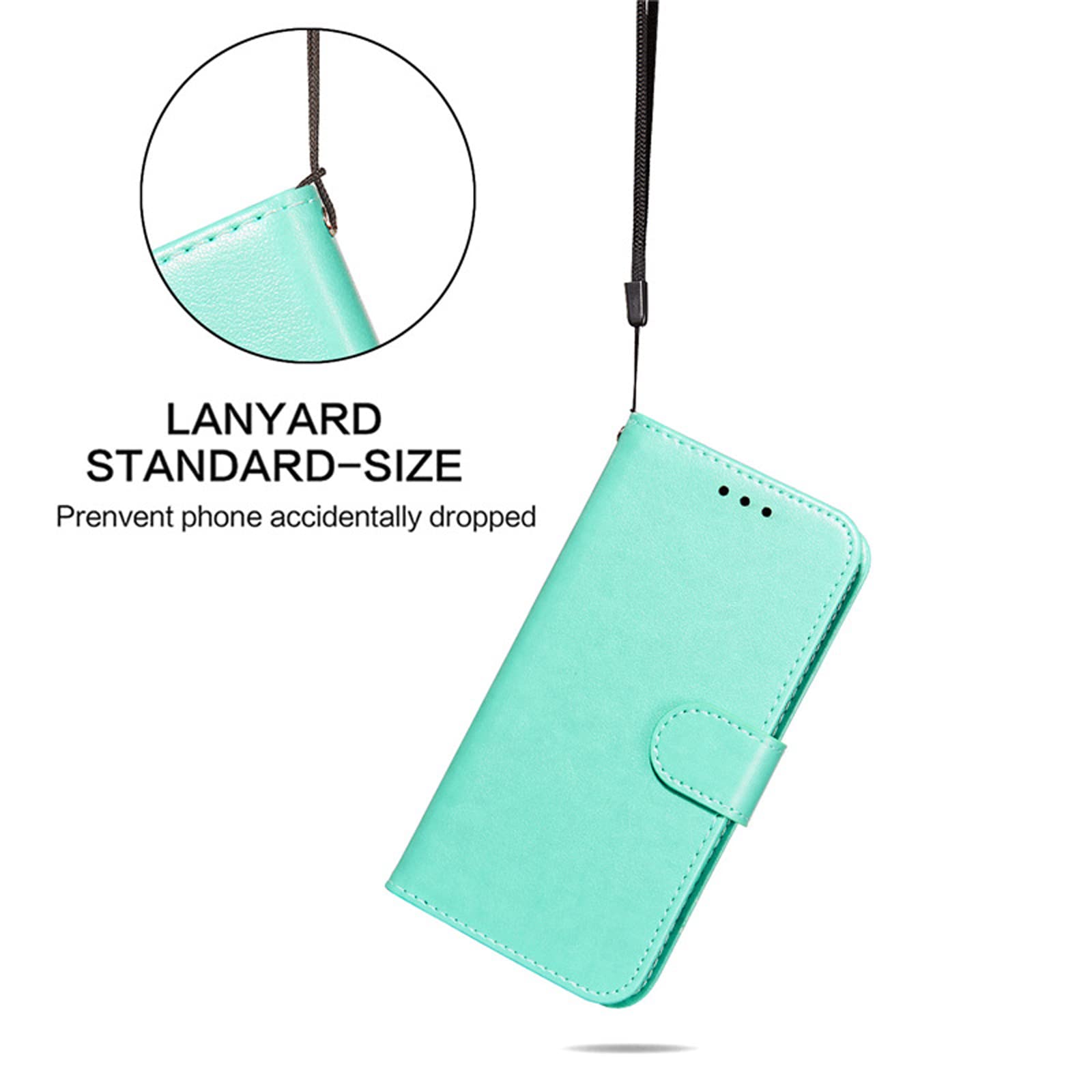 LTL Etui na telefon do iPhone 13 Mini/13/13 Pro/13 Pro Max, skórzane etui z klapką z przegródkami na karty, etui na telefon, magnetyczne zamknięcie, zielone, 13pro 6,1"