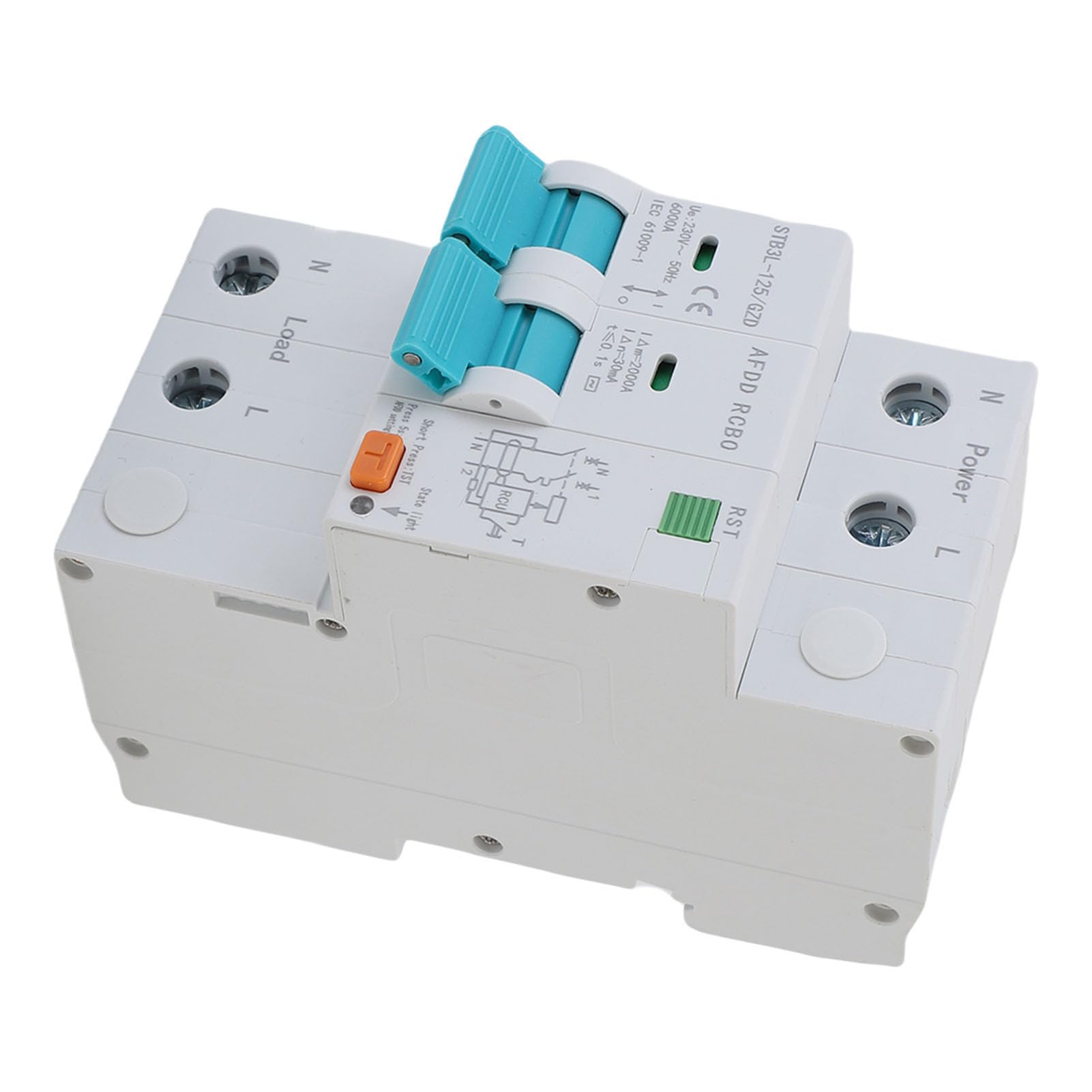 FTVOGUE Dispositivo Protector de Fallas de AFDD, Disyuntor STB3L 125 2P RCBO RCCB con Detección de Fallas de para Protección de Fugas por Cortocircuitos y Sobrecargas en Edificios (40A)