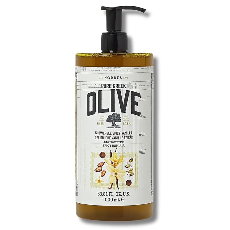 Gel de banho KORRES Pure Greek Olive, Spicy Vanilla, 1.000 mL