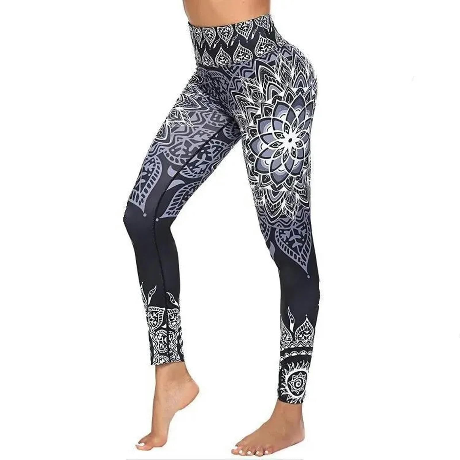 Legginsy dla kobiet Wielka Brytania nowe drukowane wysoka talia wysoka rozciągliwość sporty bieganie fitness wypoczynek spodnie do dołu - ciemnoniebieskie-S