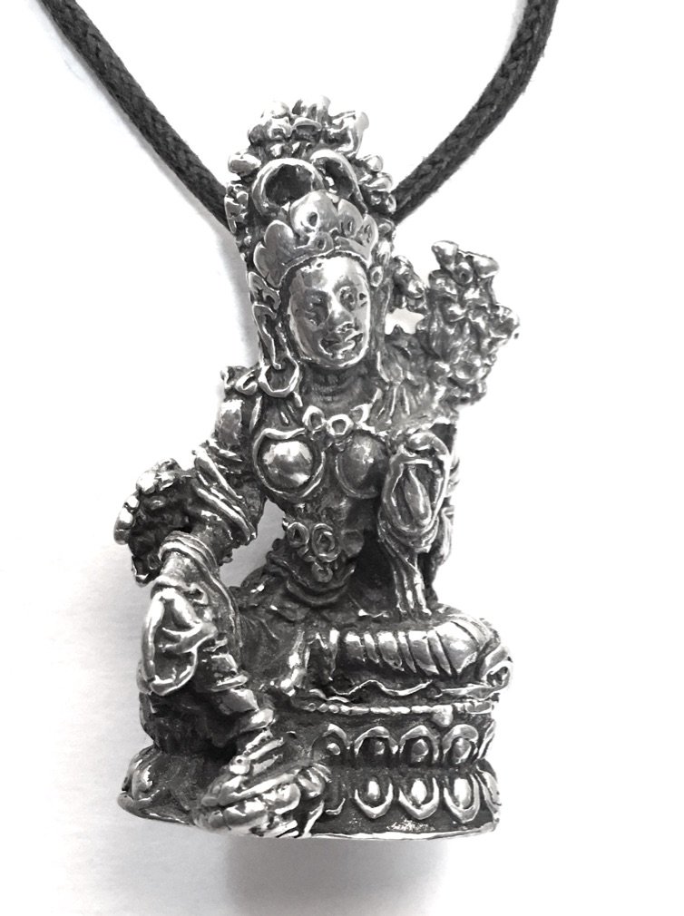 NirvanaTara Mother Goddess Compassion Buddhism Pewter Pendant Charm Necklace ETM-533