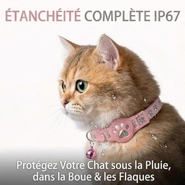 Collier GPS Chat sans Abonnement ni SIM, Traceur GPS Chat Tracker Compatible avec iOS & Android, Étanche IP67, Localisation en Temps Réel, Collier Réfléchissant Anti-Perte (C) - 5