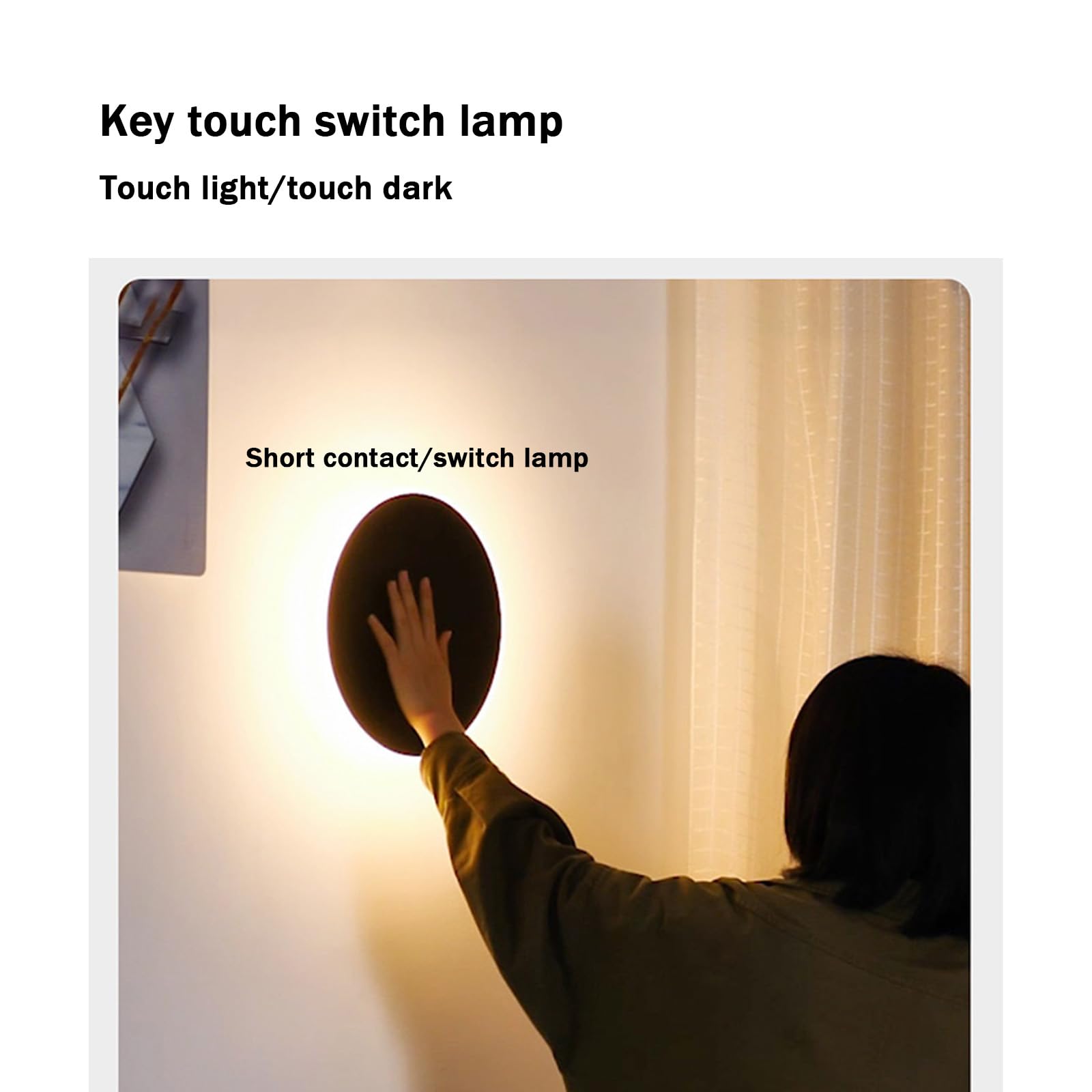 Nowoczesna lampa ścienna LED z przełącznikiem dotykowym, okrągła, minimalistyczna, dekoracyjna, 3000K/4000K/6000K, akryl/żelazo, na schody, korytarze, deski, werandę (13 cm, czarna, nowa