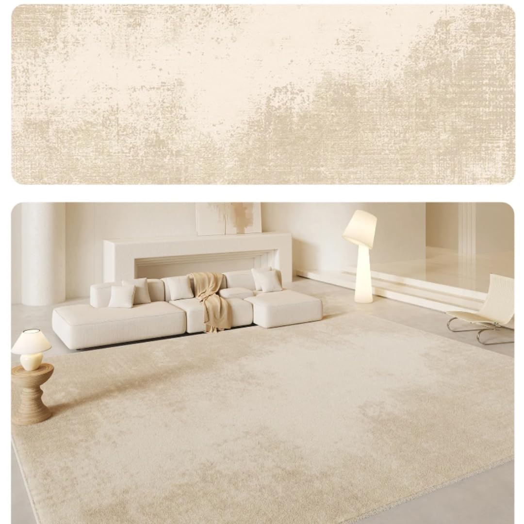 Tapis de chambre style crème épais contre le sol froid pour salon et canapé cosy