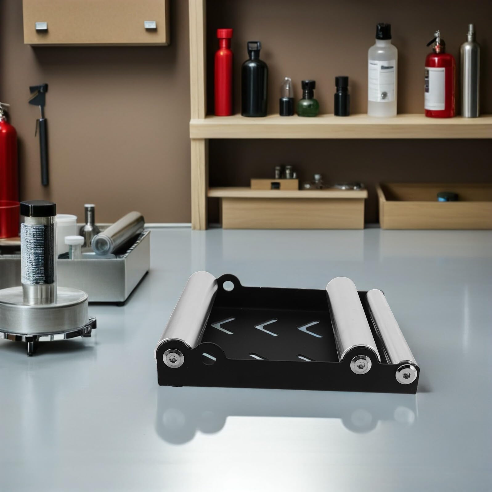 SHERCHPRY Motorrad Radreinigungsständer Verstellbar aus Robustem Stahl mit Stabilem Standfuß für Reifen und Kettenwartung Kompakt und Tragbar für Motorradpflege