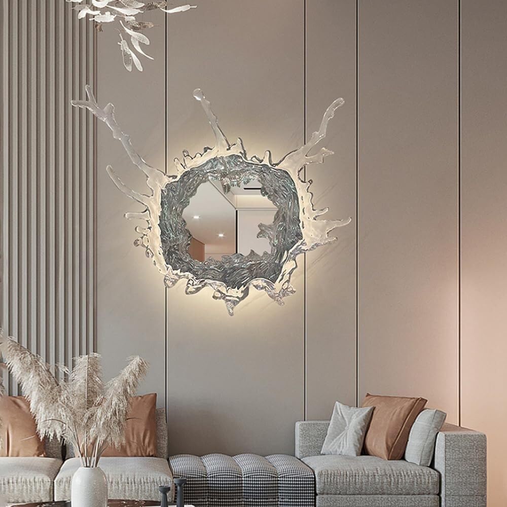 Acryl Wandleuchte Spiegel Kunstvoll Wasser-Spritz Design Deko Wandlampe