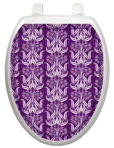 Toilet Tattoos, Toilet Seat Cover Decal, Bell Flowers in Plums, Size Elongated