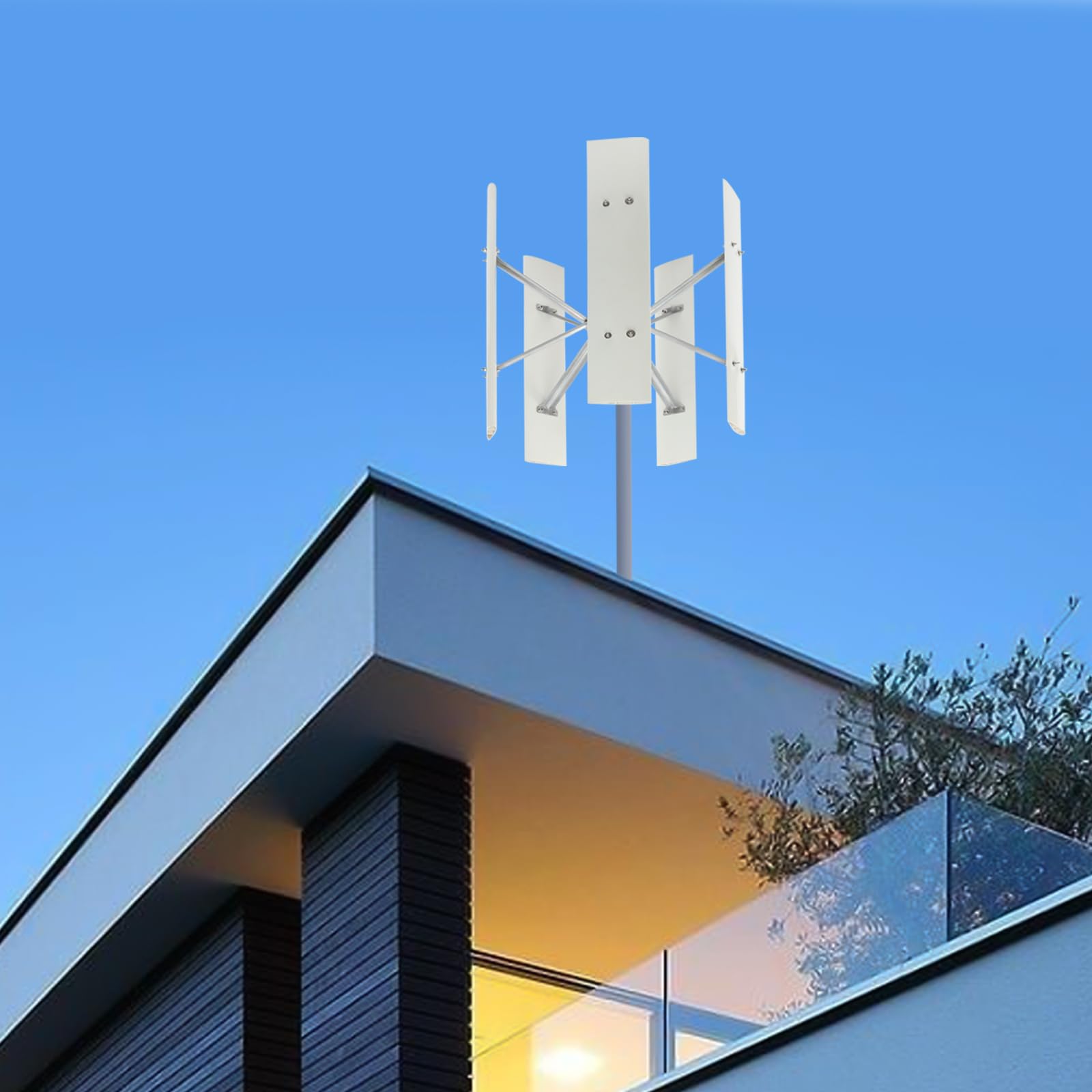 Mini impianto eolico turbina eolica verticale per balcone generatore di energia elettrica con controller, generatore eolico a 5 pale 24V energia eolica per casa, barca, illuminazione stradale