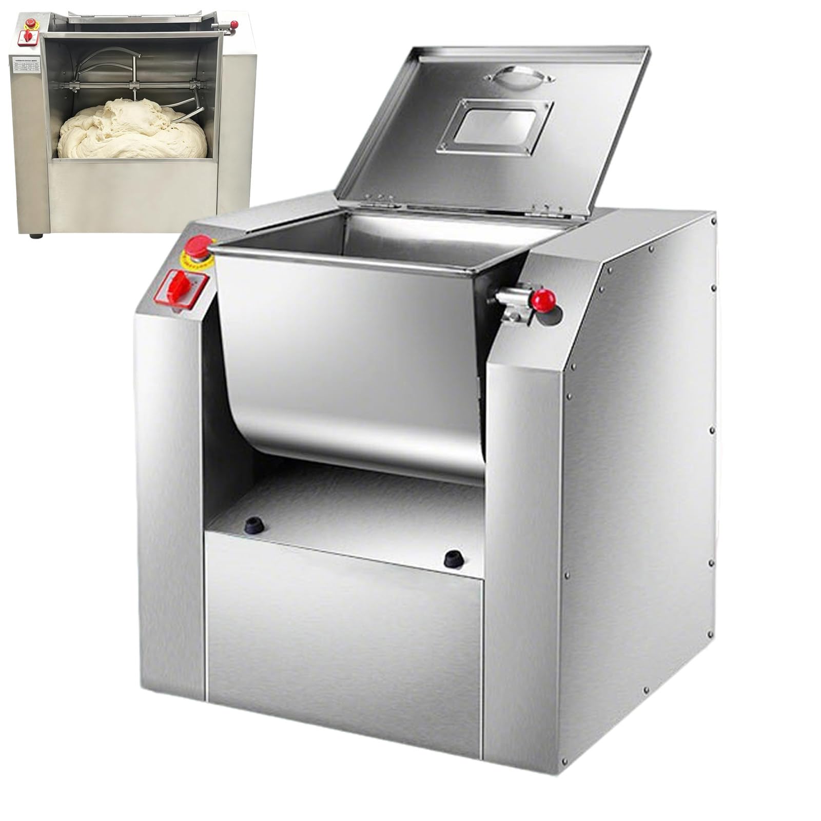 FRANREADER Pizza Dough Mixer with Twisted Dragon Kneader – Bidirectional Control, Simulates Hand Kneading – 10-15 Mins for 100s of Buns – 110V/220V, Save $5000/Year 15kg