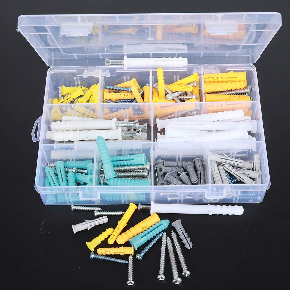 Set di tasselli con viti, viti e tasselli, 200 pezzi in acciaio inossidabile testa cilindrica croce autofilettante vite + plastica espansione parete tubo tappo set assortimento kit