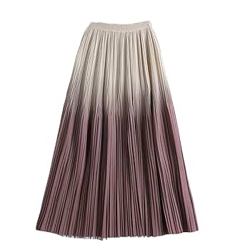 Amazon.com: Women Gradient Pleated Skirt Casual A Line High