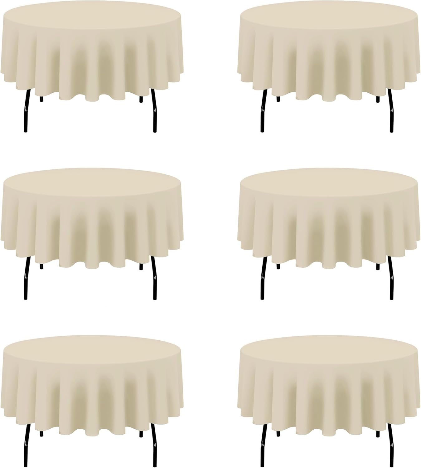 BRILLMAX 6 Pack Beige Round Tablecloths 90 Inch - Circle Bulk Linen Polyester Fabric Washable Table Cloth Cover for Wedding Reception Banquet Birthday Party Buffet Restaurant Beige 90 In, 6 Pack
