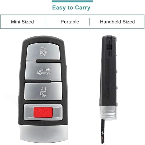 Miniatura 5 de SELEAD Llavero con 4 botones y control remoto de entrada sin llave para Volkswagen Passat CC 2006-2012 Sistemas de entrada sin llave antirrobo
