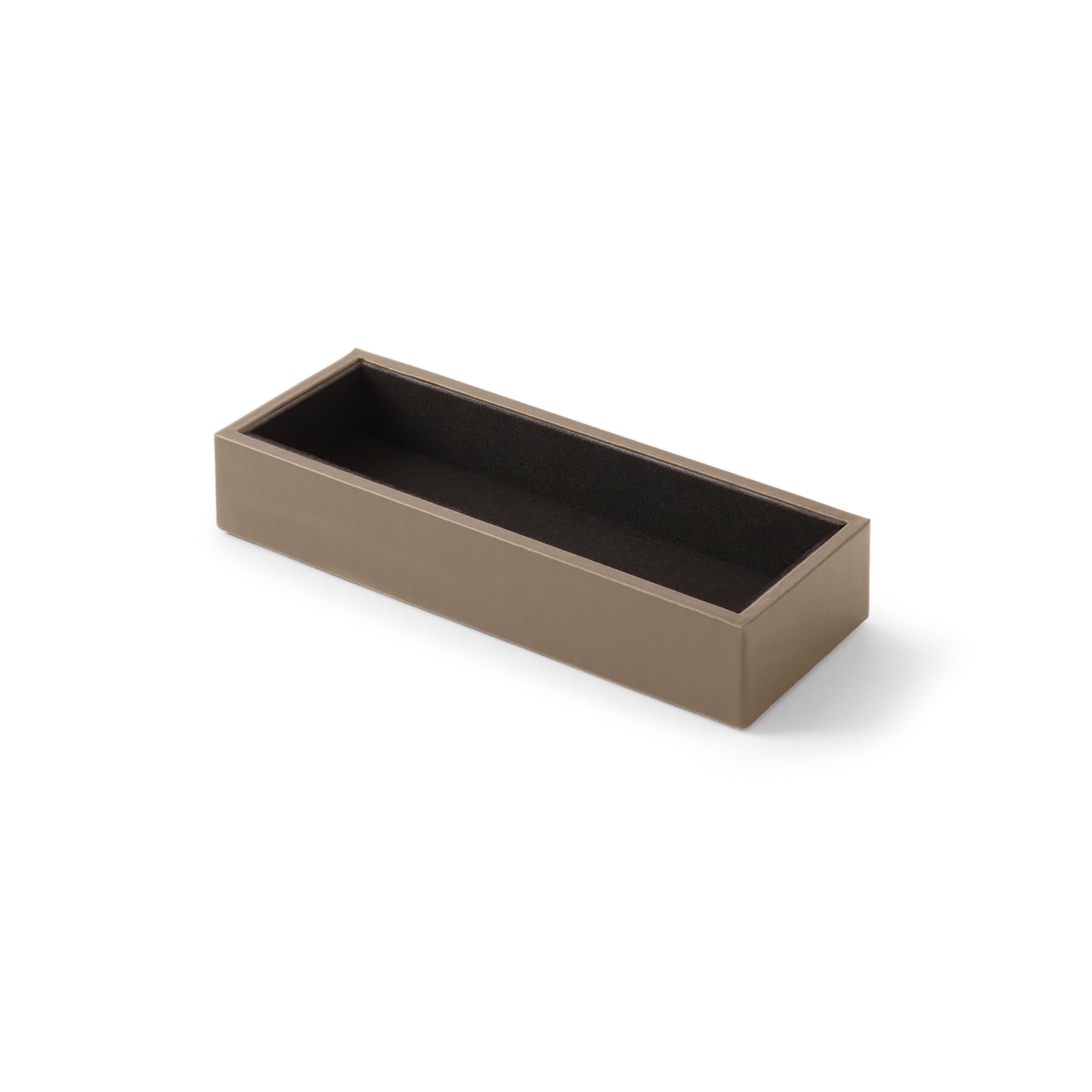 Eglooh - Minerva - Pen Tray for Desk Leather Dove Grey - Rectangular Design and Handcrafted Finishes - cm 20 x 7,5 x H.3,5 - Entirely Made in Italy