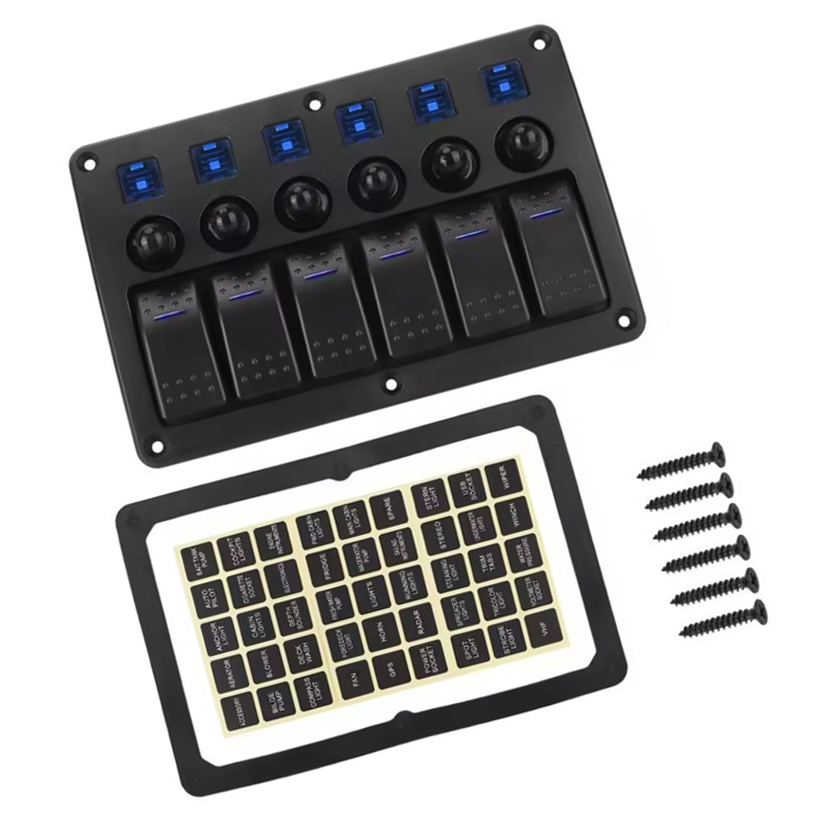 Marine 12V-24V Impermeabile 6 Posizioni Interruttori A Bilanciere Pannello Toggle con Pannello Elettrico Design per Barca