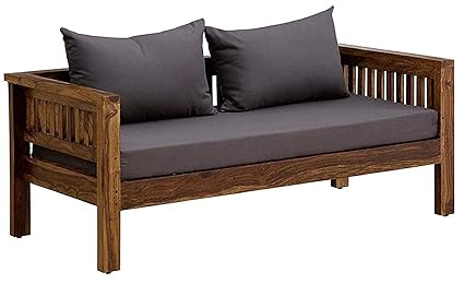 GFH Wooden 2 Seater Sofa for Living Room | Two Seater Sofa Set for Bedroom, Drawing Room & Office | Solid Wood Sheesham, Natural Finish