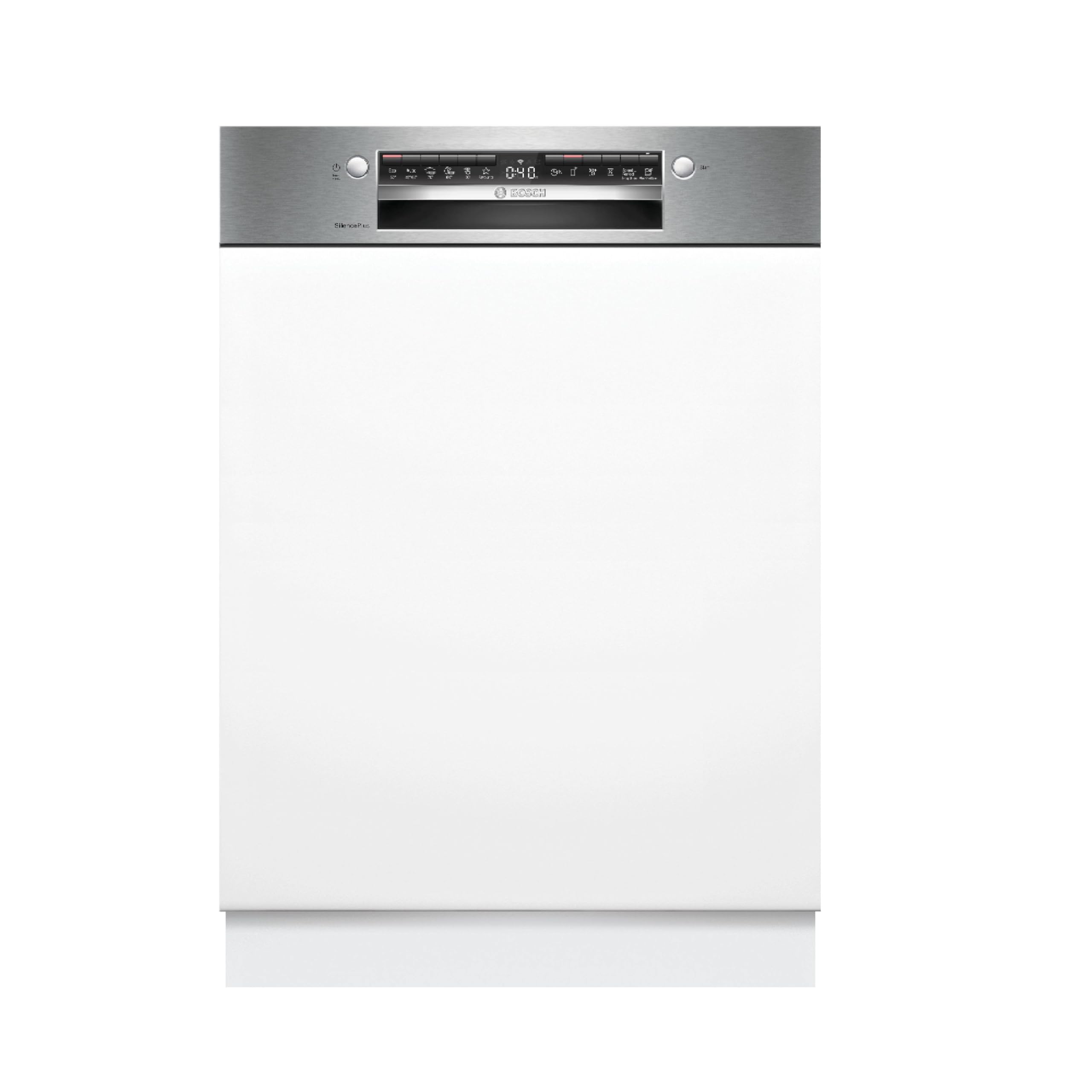 Bosch SMI4EAS28E Serie 4, Smarter Geschirrspüler Teilintegriert 60 cm, Besteckkorb, Spülmaschine Made in Germany, besonders leise, Extra Trocknen, SpeedPerfect Plus, Programmassistent, Edelstahl