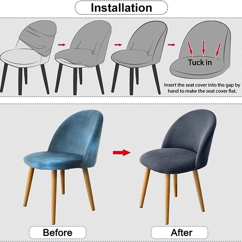 Lot de 4/6 housses de chaise de salle à manger extensibles – Protections de siège lavables sans accoudoirs noires pour salle à manger et bureau modernes – Design de dossier de coque (couleur : G