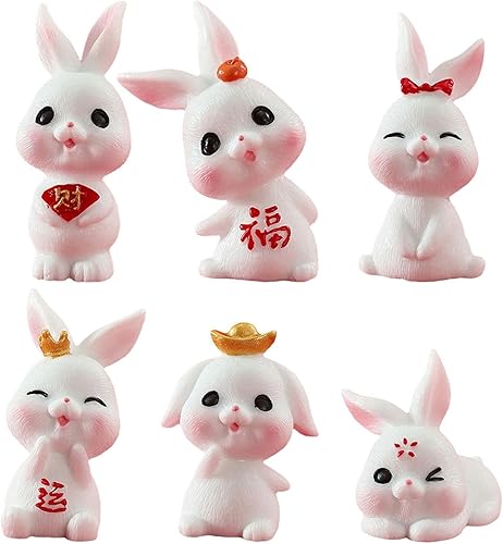 Figuras del zodiaco chino de conejo estatua de conejo de Año Nuevo chino 2023 estatua de conejo Feng Shui figuras de conejo en miniatura decorativas