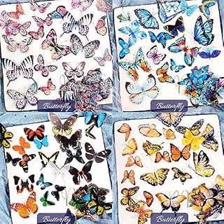 VINFUTUR 200Pcs 100 Patterns Scrapbook Stickers Washi Flower Butterfly Plant Animal Stickers Self Adhesive Decorative Stickers for Scrapbook, Album, Notebook, Journal, Card, Letters (C)
